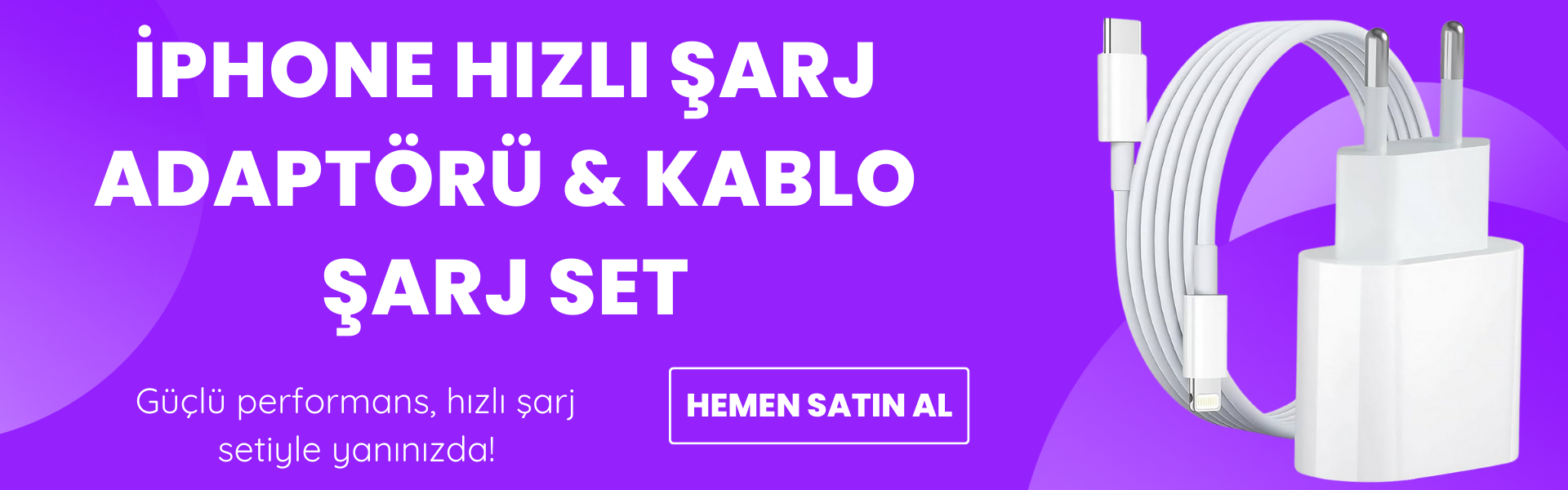 İphone Hızlı Şarj Adaptörü & Kablo Şarj Set