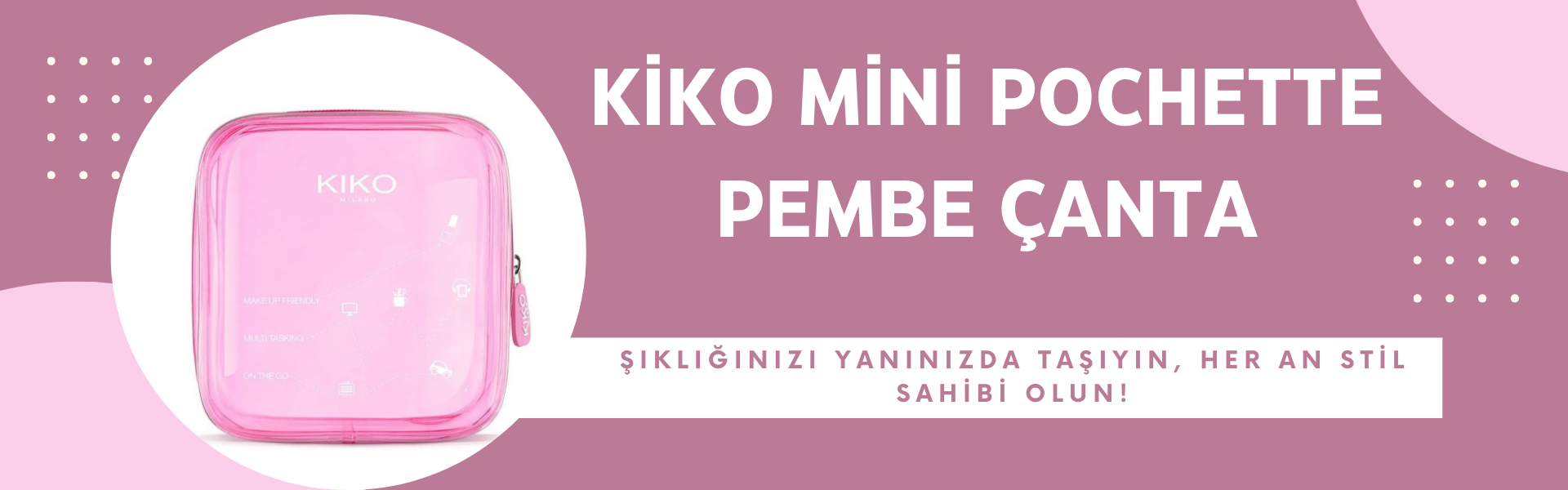 Kiko Mini Pochette Makyaj Çantası Pembe